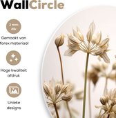 WallCircle - Wandcirkel ⌀ 60 - Droogbloemen - Beige - Wit - Planten - Ronde schilderijen woonkamer - Wandbord rond - Muurdecoratie cirkel - Kamer decoratie binnen - Wanddecoratie muurcirkel - Woonaccessoires