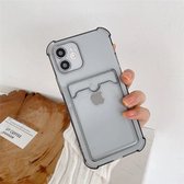 Siliconen antischok back cover Grijs Geschikt voor Apple iPhone 12 mini met kaarthouder/ telefoonhoesje met vakje voor pasje.