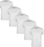 James & Nicholson 5 Pack Witte T-Shirts Heren, 100% Katoen Ronde Hals, Ondershirts Maat M