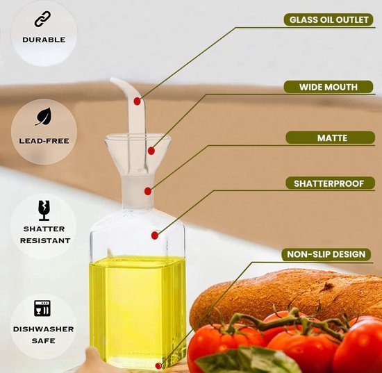 Bouteille d'huile En verre Distributeur d'huile d'olive Bouteille en verre  Huile de cuisson Distributeur de vinaigre avec bec verseur pour cuisine et  grill -cdsx