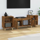 The Living Store TV-meubel Gerookt Eiken - 160 x 35 x 55 cm - bewerkt hout - stijlvol design