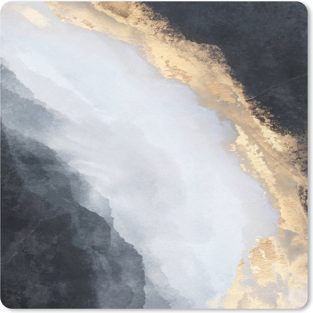Muismat 30x30 cm - Mousepad Abstract - Verf - Goud - Zwart - Marmer print - Muismatten