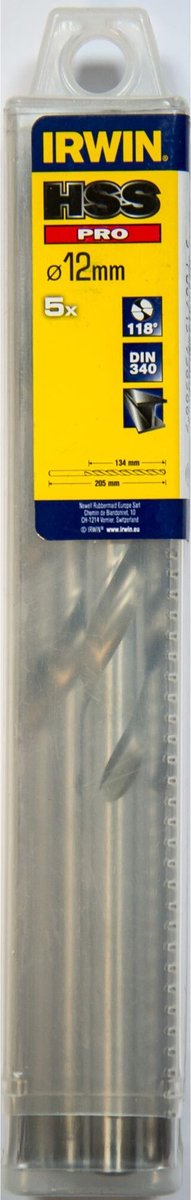 Irwin HSS Long Pro - Lange Metalen Boor - 12,0mm - Precieze Boor - 5 stuks