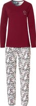 By Louise Essential Dames Pyjama Set Lang Katoen Bordeaux Met Print - Maat XXL