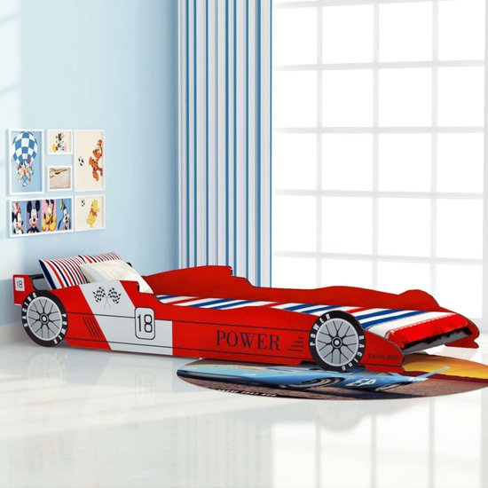 The Living Store Raceauto Kinderbed - Rood - 225 x 94 x 38 cm - Vanaf 4 jaar