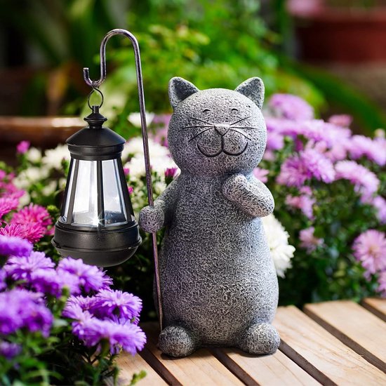 Figurines de jardin de Chats d'extérieur avec lanterne solaire – Lampe  solaire étanche... | bol