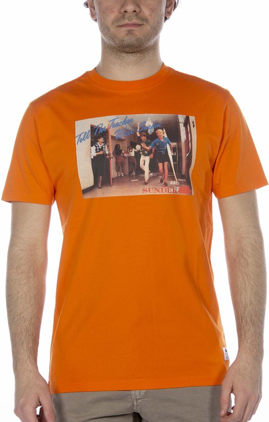 Sundek Bedrukt Oranje T-Shirt - Streetwear - Volwassen
