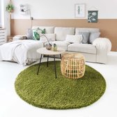 Hoogpolig vloerkleed shaggy Trend effen rond - groen 300 cm rond