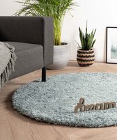 Rond hoogpolig vloerkleed - Cozy Shaggy - lichtblauw 160 cm rond