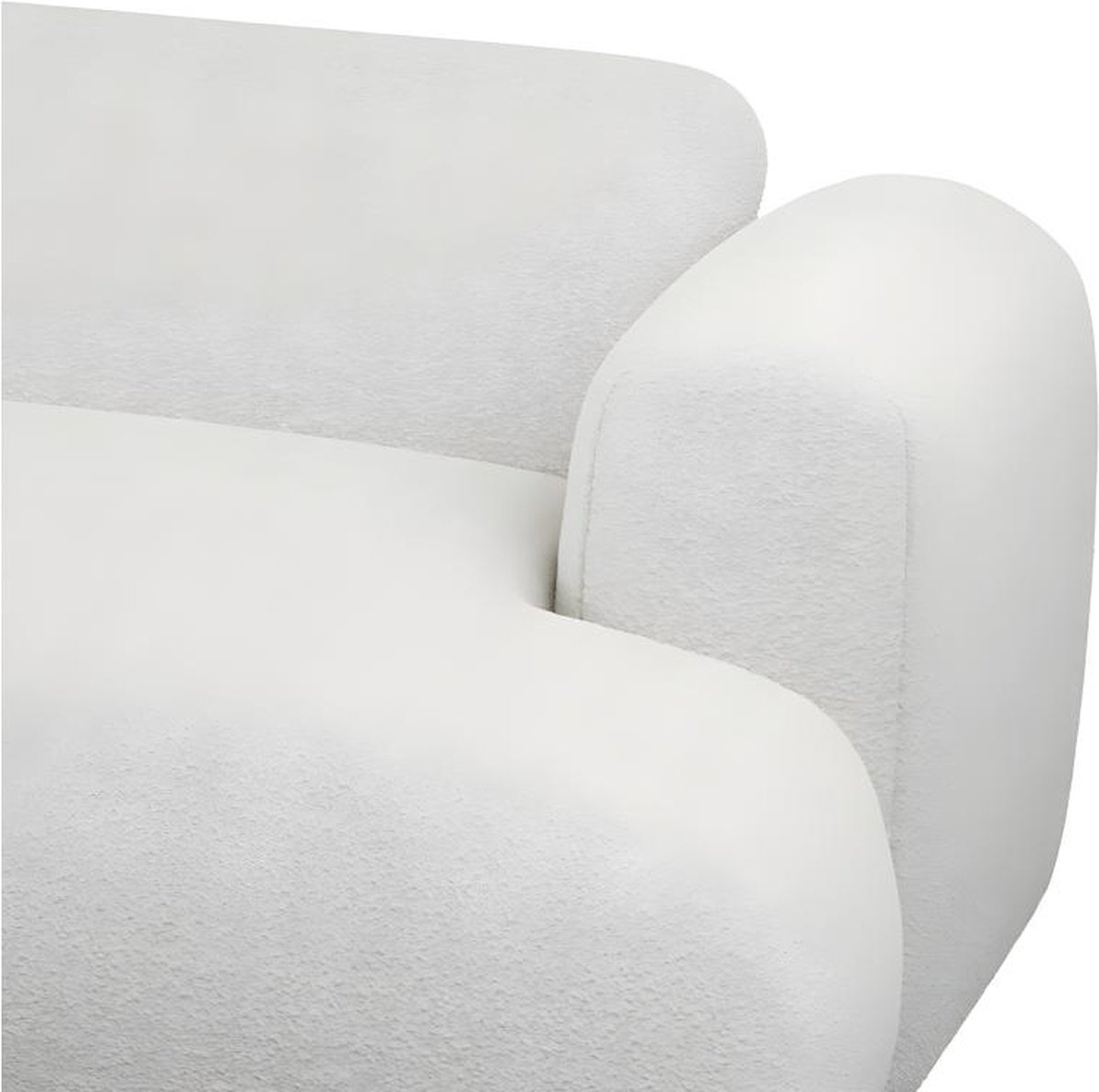 Grand canapé d'angle droit en tissu bouclette blanc POGNI