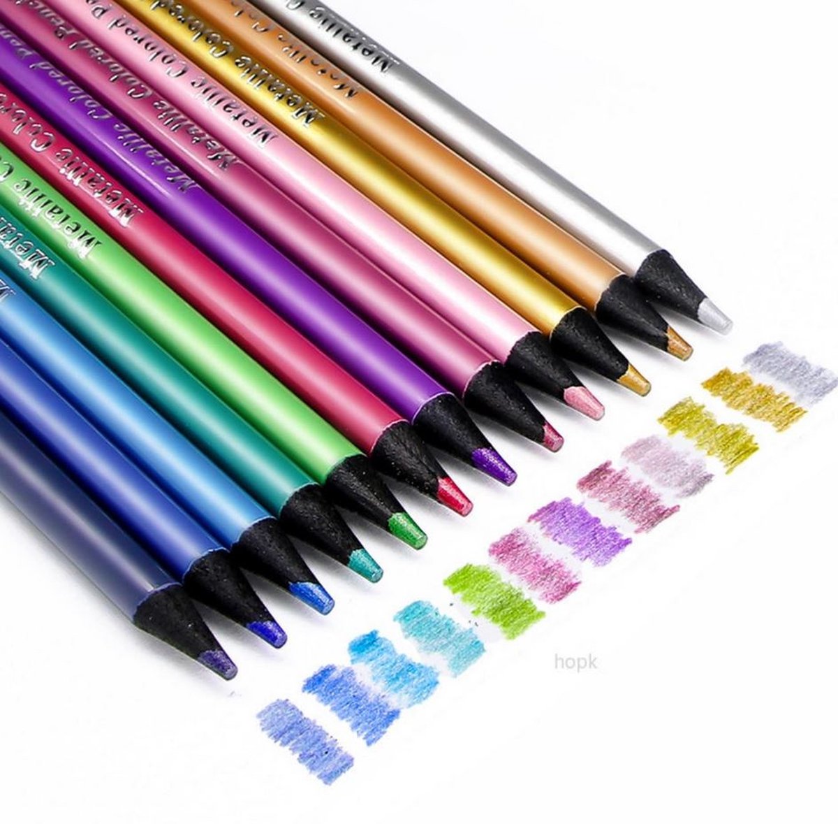 12 stuks metallic potloden - 12 kleuren