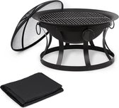 Pentos 2-in-1-vuurschaal Ø73cm vonkenscherm Ø60cm bbq beschermhoes