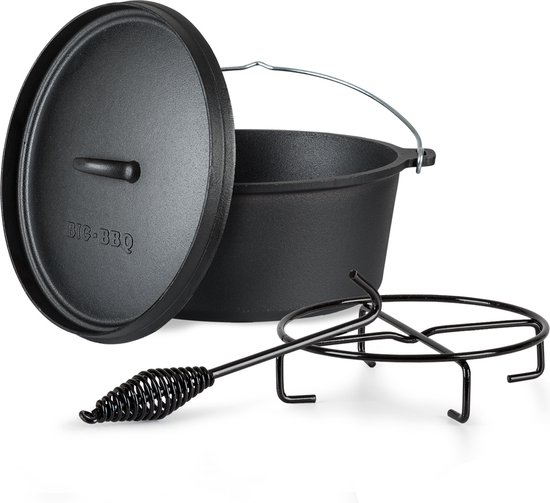 Galloway Dutch Oven 6.0 BBQ pan gietijzer ingebrand maat M / 6 qt - Klarstein