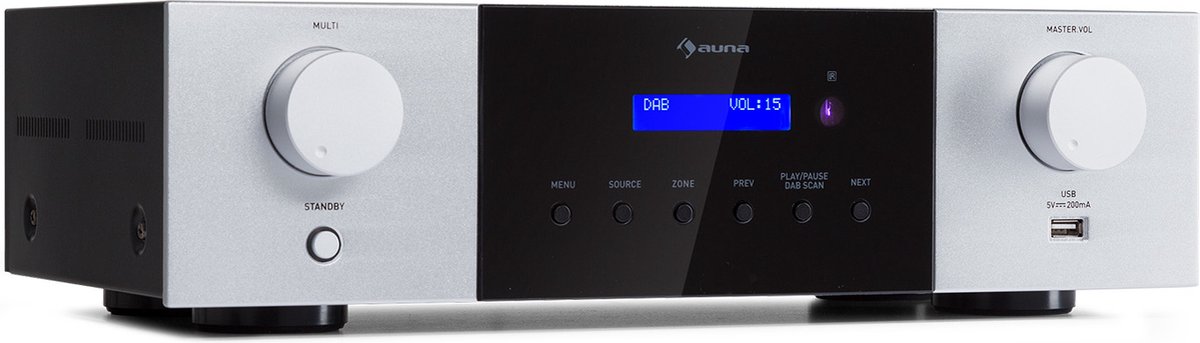 auna AMP-4000 Amplificateur stéréo HiFi DAB - Bluetooth - Radio - 4 zones  pour