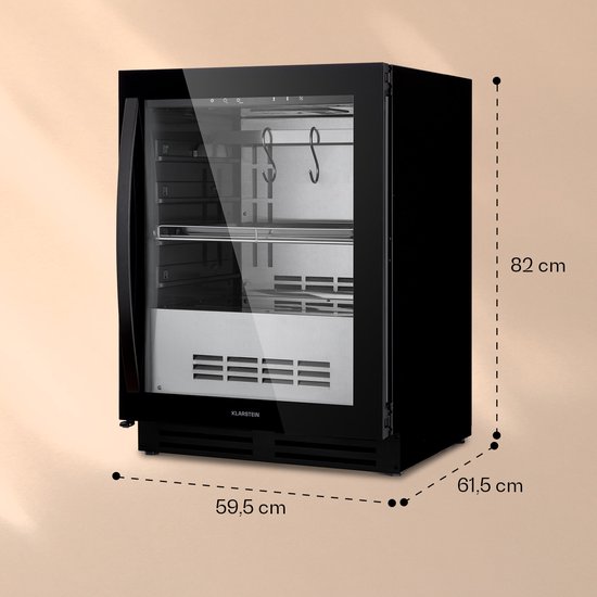 Cave de maturation à viande - 0,59 m - avec 1 porte vitrée - noire