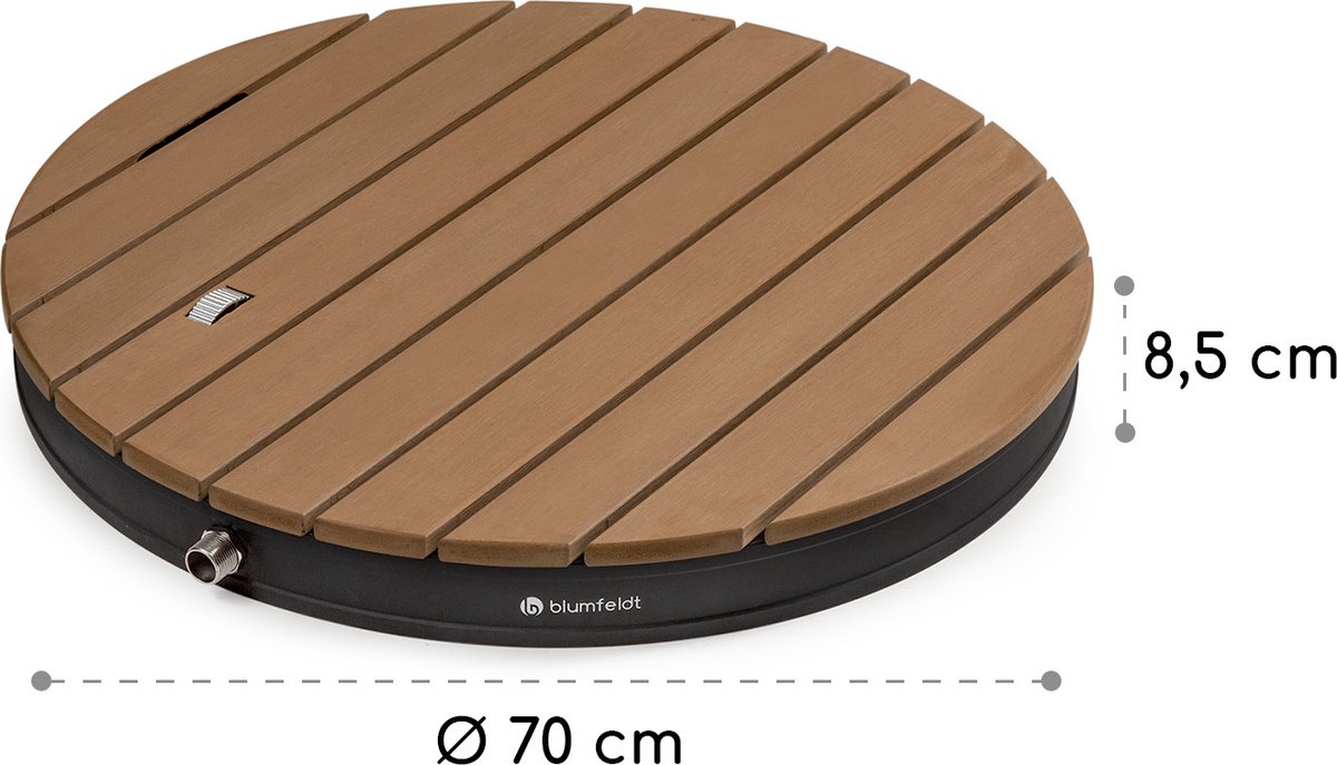 Blumfeldt Zwembad mobiele tuindouche, buitendouche voor de tuin, vloerdouche met 4m fonteinhoogte, vloertuindouche met houten look voor & sauna, buitendouche waterdicht, vorst thumbnail 6