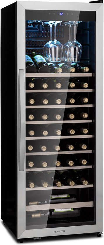 Cave à vin Vinamour 12 Uno, 12 bouteilles / 46 l, une zone de  refroidissement : 4 - 18 °C, 40 dB, panneau de commande tactile externe, porte de sécurité en verre avec cadre en acier inoxydable