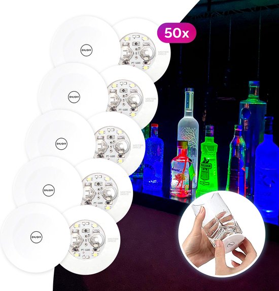 Flesverlichting - 3M Stickers - LED Onderzetter - 50 STUKS