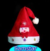 Kerstmuts - 4 STUKS - LED - Met Lichtjes - 56 cm omtrek - Kerst Muts - Met Figuurtjes - Unisex - Kerst Decoratie - Kerstmuts volwassenen - Kerstmuts met lichtjes - Kerstmuts kinderen - Rode Kerstmuts - Samstar