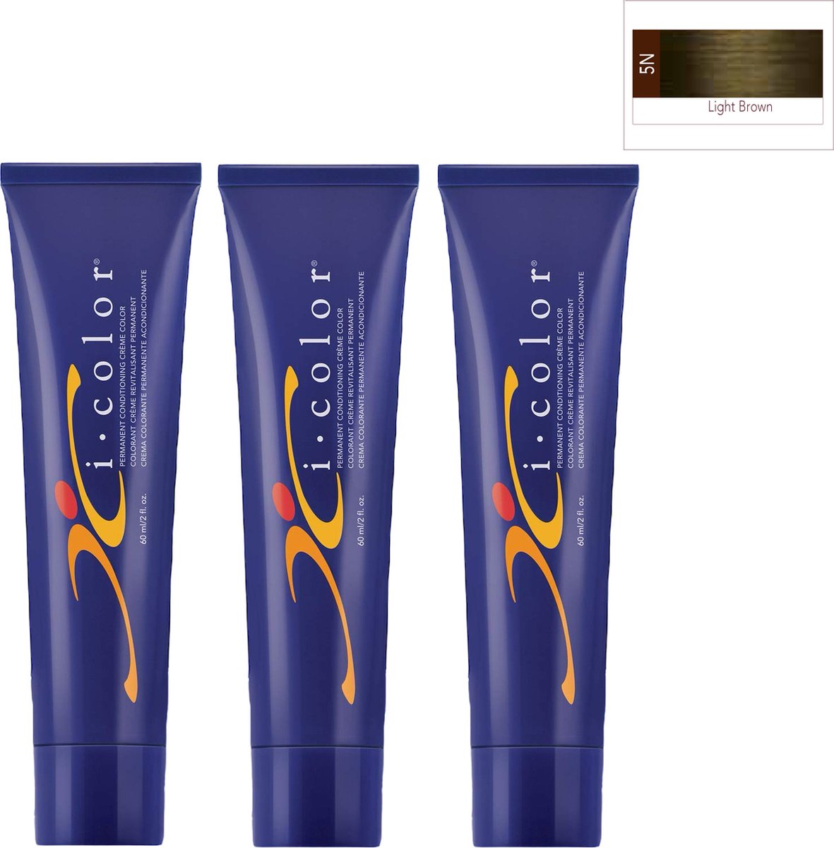 ISO i color Permanent Conditioning Crème Color 60ml 5N Light Brown x 3 tubes