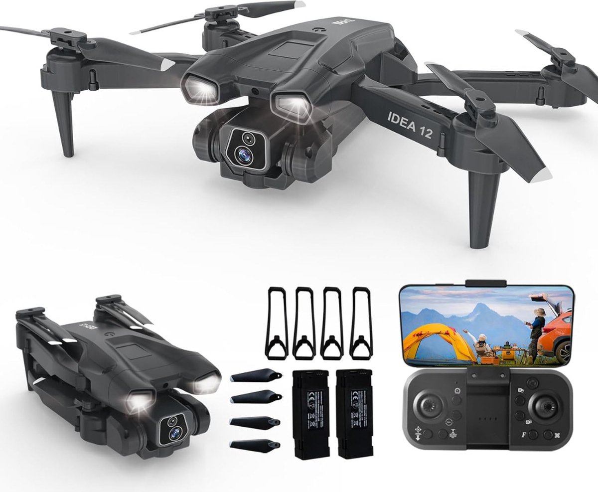 Mini FPV Drone met Camera - Dual Camera RC Quadcopter - Hoogtebehoud - Optische Flow Positioning - 3D Flips - Inclusief 2 Batterijen