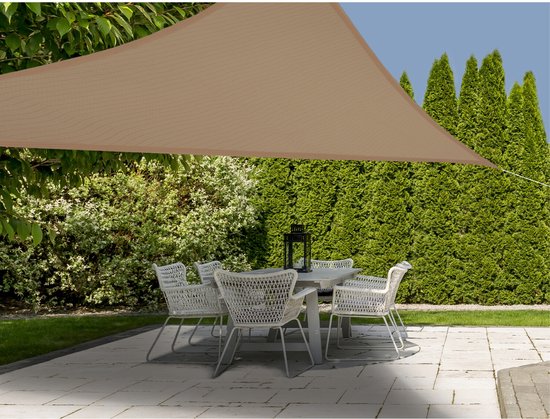 Schaduwdoek - driehoek - zandkleur - 3.6 x 3.6 x 3.6 meter - zonwering - zonnedoek - zonnescherm - schaduwzeil