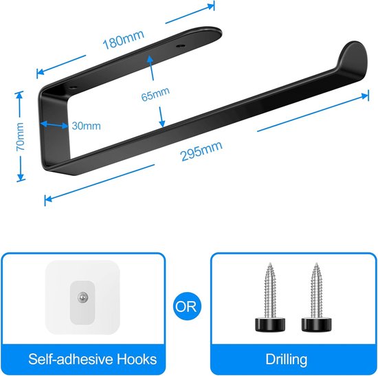 Keukenrolhouder voor aan de muur, vershoudfoliedispenser en Keukenrolhouder voor aan de muur, vershoudfoliedispenser en