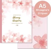 Ainy Sakura Schriften - set van 2 gelinieerd A5 schriften met 80 pagina's - Kawaii middelbare schoolspullen