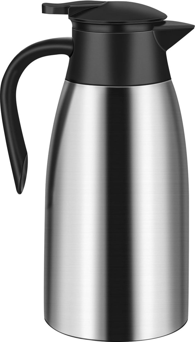 Thermoskan 2 liter RVS houdt 24 uur koud en 12 uur warm grote opening thermos koffie thee