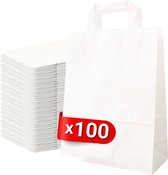 Tavas Papieren tasjes 100 stuks wit 22x10x28 cm papieren tasjes met handvat Cadeautasjes kerst