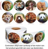 Rol met 500 Realistische Wilde Dieren Foto Stickers - 2.5 cm diameter - Wild Animals - Dierentuin - Zoo - Cartoon - Schattig - Leeuw - Tijger - Giraffe - Olifant - Panter - Aap - Slang - Panda - Decoratie - Versiering - Verjaardag