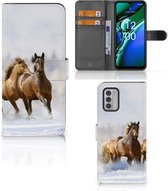 GSM Hoesje Geschikt voor Nokia G42 Wallet Book Case Paarden
