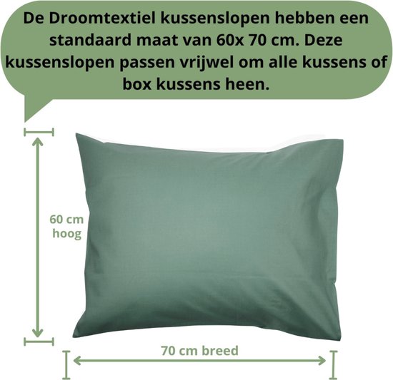 Droomtextiel Kussenslopen 60x70 cm Groen Set Van 2 Stuks - Hotelkwaliteit - 100% Hoogwaardige Katoen - Droomtextiel