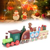 Kersttrein op houten, Kerstversiering, Zuiver handgesneden houten trein, Vakantiecadeaus Etalage Houten Knutsels, klassieke stoomlocomotief, spoorwegwagen