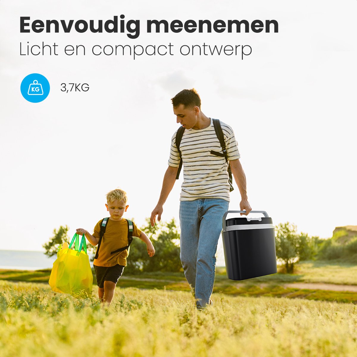 Auronic Koelbox Elektrisch 12V en 230 volt - 20L - Camping Koelkast - Auto - Koelen en Verwarmen - Frigobox - Zwart — afbeelding 4