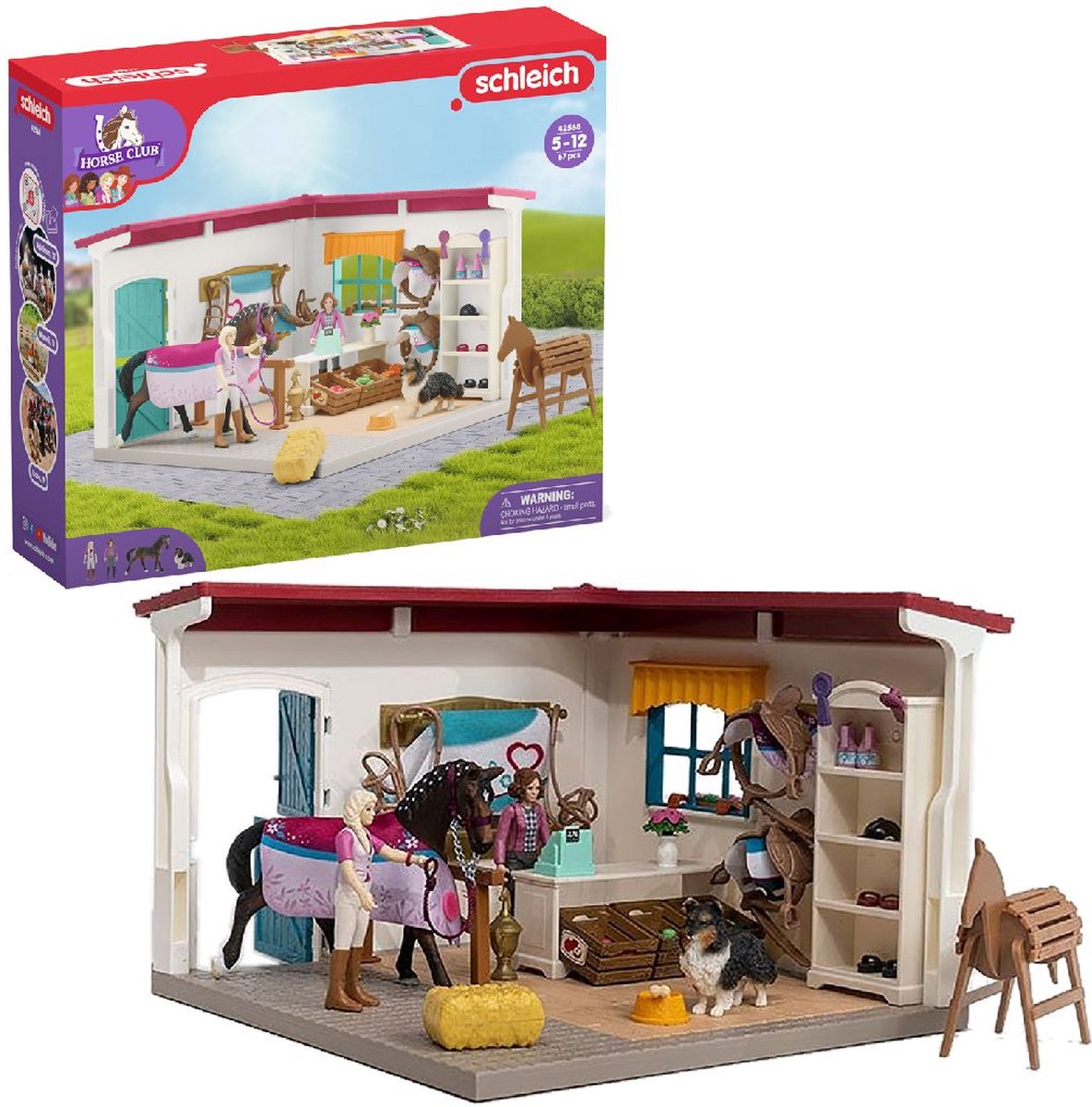 schleich 42568 HORSE CLUB - Boutique d'équitation, Coffret avec 67