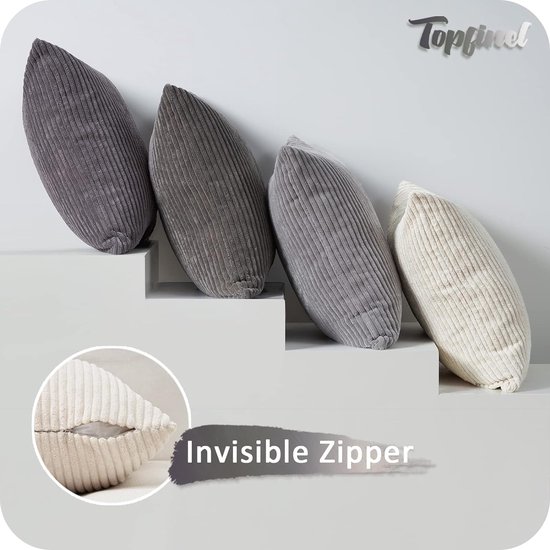 Kussenhoes 40x40 Set Van 4 Kussenslopen Topfinel Kussensloop 40 X 40 Cm, Crème, 4 Stuks, Windmolenvorm, Corduroy, Sierkussens Voor Bank, Slaapkamer, Woonkamer Kussenslopen Set Wasbaar Kussensloop Polyester