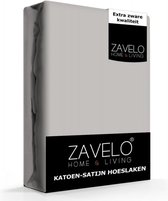 Zavelo Hoeslaken Katoen Satijn Grijs - Lits-jumeaux (200x220 cm) - Soepel & Zijdezacht - 100% Katoensatijn