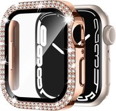 MY PROTECT - Diamond Hoesje Geschikt Voor Apple Watch 40mm Bescherm Case & Screenprotector - Rosé