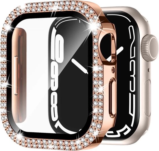Apple Watch 40mm rosé hoesje met diamantjes en screenprotector.