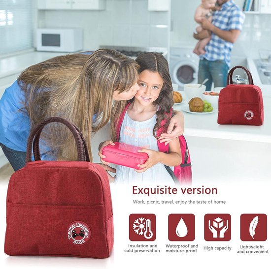Koeltas lunch - lunchtas volwassenen - kinderen - lunchtrommel - picknicktas - koelzak - coolbag - waterdicht - lunchtas - koeltasje - Rood van KOEL — afbeelding 5