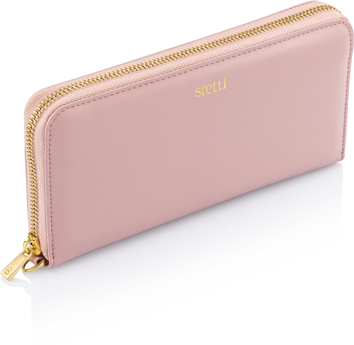 Saetti Clutch Portemonnee - Dames Portefeuille - Vrouwen Avondtas Clutch - Met Rits en Muntvak - Sand Pink - Echt Leer