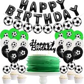 27-delig party pakket voetbal met slingers, ballonnen, taart en cupcake toppers - EK - WK - voetbal - sport - verjaardag