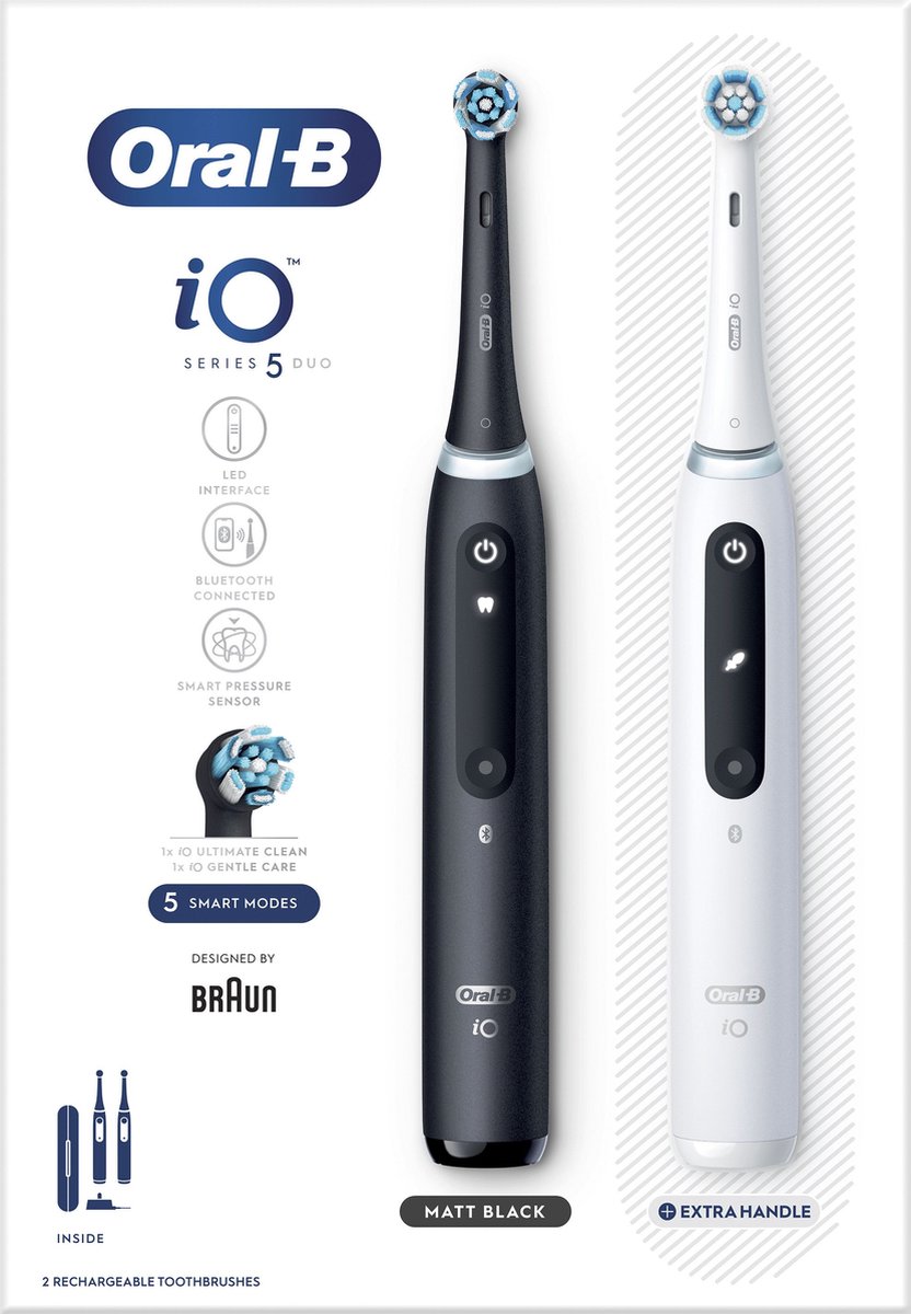 Afbeelding 3 van Oral-B iO 5 - Black & White - Elektrische Tandenborstels - Ontworpen Door Braun