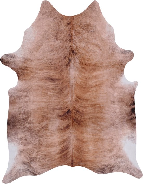 Vercai Rugs Nova Skins Collectie - Laagpolig Vloerkleed - Dierenhuid Tapijt met Zachte Aanraking - Polyester - Bruin - 130x155 cm