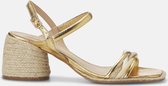 Mangará Albizia Dames sandalen Raffia en Leer - 7cm Blokhak - Goud - Maat 40