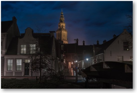Nachtwake: Martinitoren - Turfsingel bij Avond - Foto Op Canvas