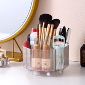 360 roterende make-up borstelhouder Clear Make-up Lip Gloss Organizer Case met 5 sleuven Clear White