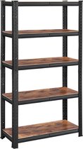 orion store - Staande planken - boekenkasten - opbergplanken - 5 planken - keukenplanken - planken - 30 x 75 x 150 cm - draagvermogen 650 kg - verstelbare planken - industriële stijl - zwart/vintage bruin.