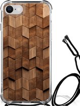 Stevig Telefoonhoesje geschikt voor iPhone SE 2022 | 2020 | 8 | 7 Wooden Cubes